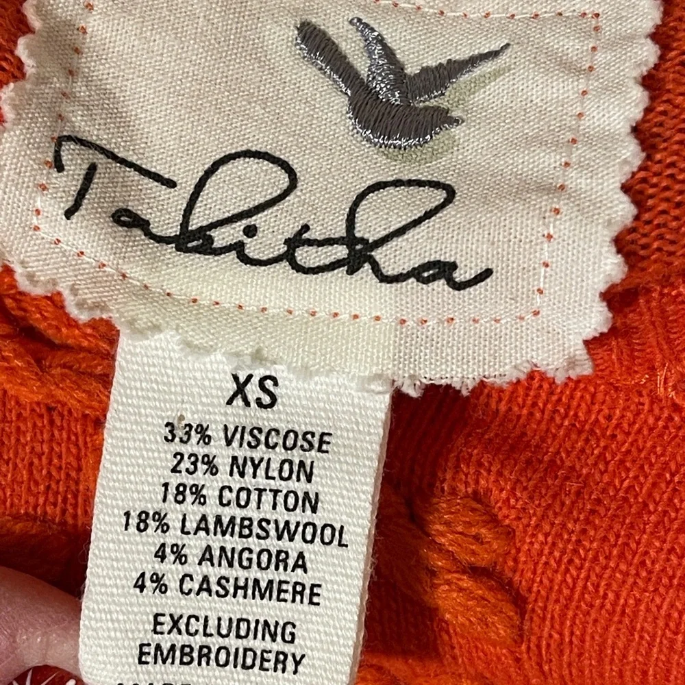 Anthropologie Tabitha Women’s Orange Embroidered Flower Cardigan Sweater Boho XS - Picture 5 of 7